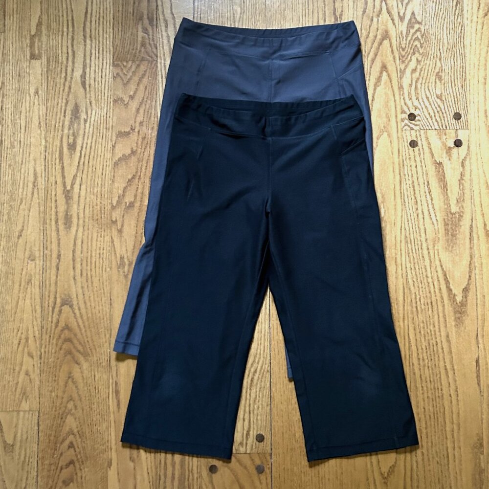 Women's L.L.Bean Capri Leggings--Gray & Black, Size M